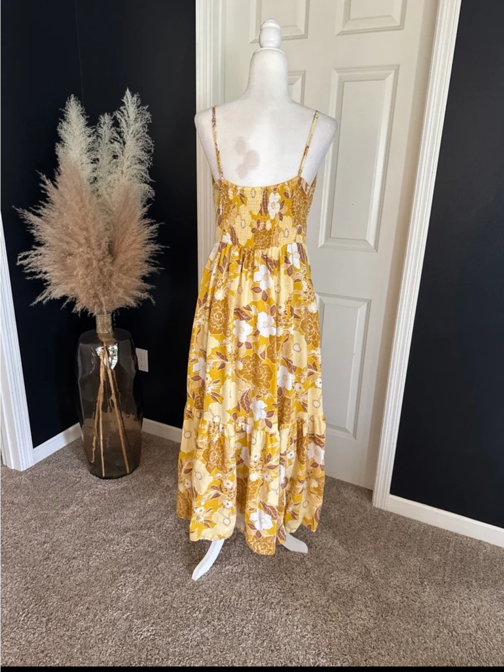 Abercrombie & Fitch Button-Through Yellow Floral Maxi Dress Size Large - Picture 6 of 12
